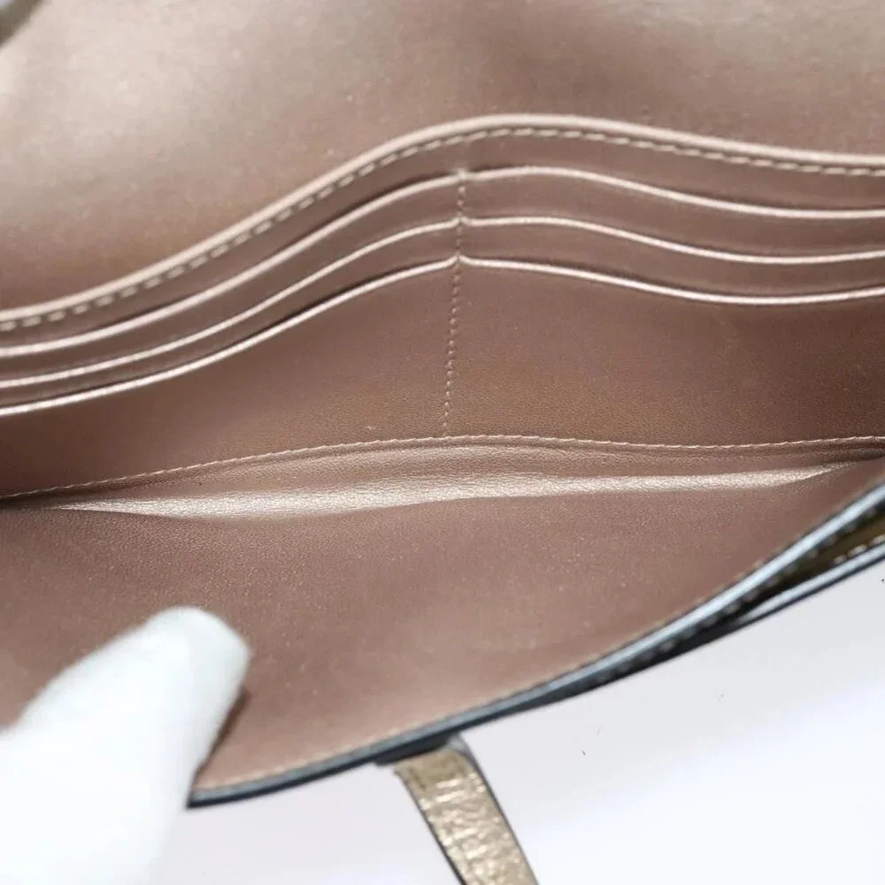 Christian Dior Saddle Chain Wallet Leather Brown Gold Auth hk2524 - Picture 11 of 16